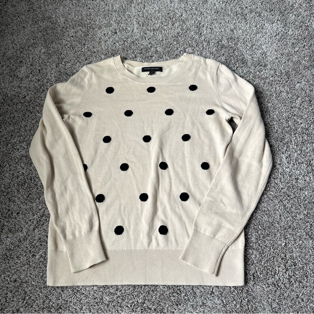 Cream and black polka dot sweater
